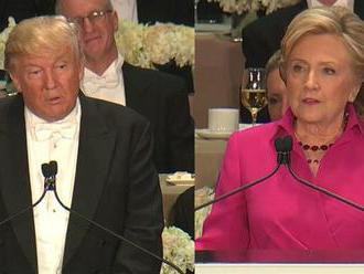 VIDEO: Trump a Clintonová se na večírku špičkovali, nakonec si podali ruce