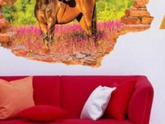 3D samolepka na zeď - Kůň na pastvě a prepreva ZDARMA s dodáníe do 4 dní