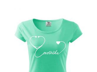 Tričko dámské pro zdravotní sestřičku D17 azurové