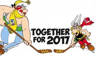 Maskoti MS Asterix a Obelix s heslom pre oustiderov:Nič nie je nemožné
