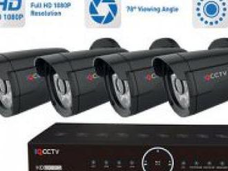 Kamerový systém so 4-mi kamerami: pevný objektív, hliníkové telo + 24 infra LED pre nočné videnie.