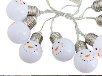 LED sveteľná reťaz snehuliak 10 ks