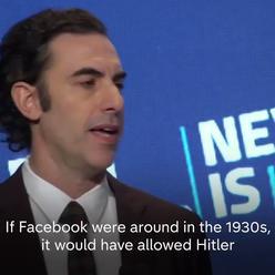 Saša Baron Cohen: Facebook by Hitlerovi umožňoval zveřejňovat třicetivteřinové reklamy o konečném ře
