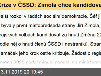 Krize v ČSSD: Zimola chce kandidovat za jinou stranu, Hamáček se zlobí
