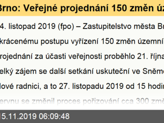 Brno: Veřejné projednání 150 změn územního plánu se uskuteční 27. listopadu. Více se lidé doví na no