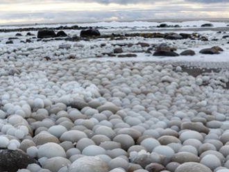 Fascinujúca hra prírody: Fínsku pláž pokryli tisícky ľadových gulí