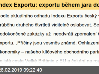 Index Exportu: exportu během jara dojde dech