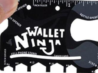 Multifunkčná karta Wallet Ninja. Skrutkovač, šesťhranný kľúč, otvárač fliaš, plechoviek!