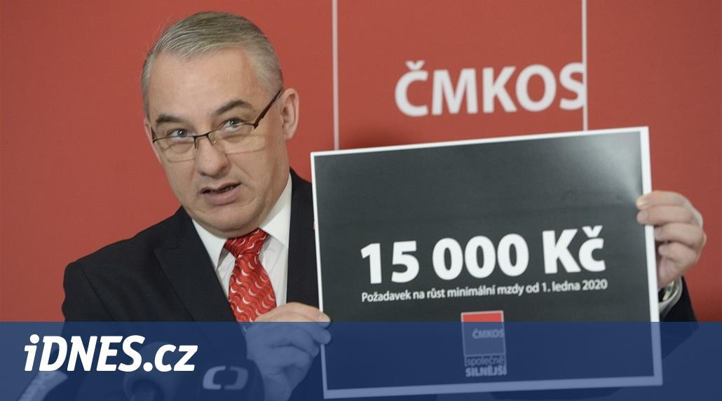Odbory chtějí od příštího roku zvýšit minimální mzdu na 15 tisíc korun