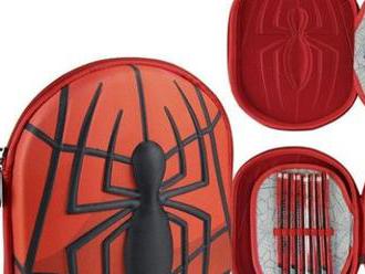 Praktický školský trojitý peračník s písacími potrebami - Spiderman 58409 Červená.