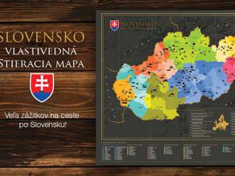 Slovensko - stieracia vlastivedná mapa - darček pre cestovateľov, pre malých aj veľkých.