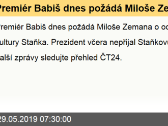Premiér Babiš dnes požádá Miloše Zemana o odvolání ministra kultury Staňka  