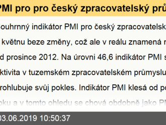 PMI pro pro český zpracovatelský průmysl zůstal v květnu nezměněn