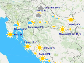 Počasí v Chorvatsku: Slunečné počasí přeruší déšť a bouřky.
