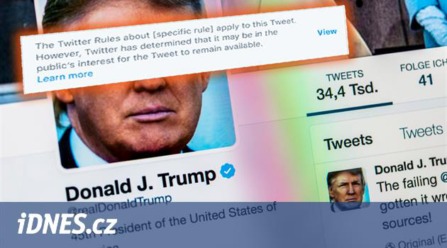 Trumpovy tweety mohou porušit pravidla, přesto zůstanou. Ale s varováním