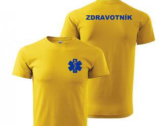 Tričko ZDRAVOTNÍK žluté s modrým potiskem