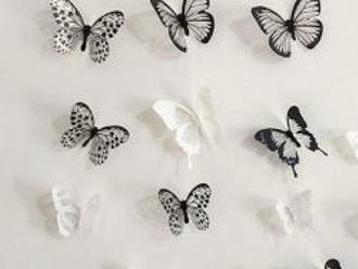 3D nálepky motýlikov na stenu, chladničku alebo nábytok. Doprava zdarma.
