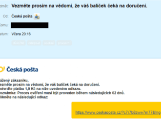   Českem se šíří podvodný e-mail, který napodobuje Českou poštu