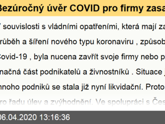 Bezúročný úvěr COVID pro firmy zasažené koronavirem: Příjem žádostí pozastaven a příprava druhé vlny
