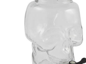 Dávkovač nápajov s kohútikom, sklenený. Jedinečný sklenený dávkovač nápojov v tvare lebky!