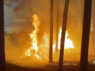 Sedm rekreačních chatek v kempu u Máchova jezera bylo ohroženo požárem lesa na ploše 20×15 metrů.…