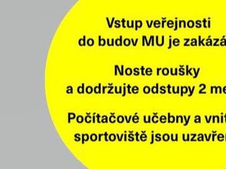 Brno: Masarykova univerzita vyhlásí od pondělí žlutý stupeň semaforu