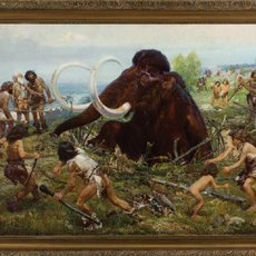 Veřejné vystavení monumentální olejomalby Zdeňka Buriana Lovci mamuta