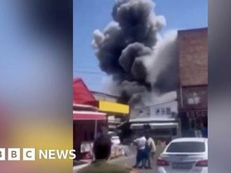Moment explosion rocks shopping centre in Armenia