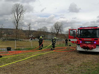 Na Císařském ostrově v Praze hasiči zasahovali u požáru slámy u výběhu koní.